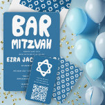 Carte D'accompagnement Barre de CODE QR personnalisée super Bat mitzvah É<br><div class="desc">Carte de boîtier parfaite à inclure avec une invitation à un bar ou à un bat mitzvah ! Une étoile de david et de motif à l'arrière ! ENTIÈREMENT PERSONNALISABLE ! Cliquez sur "Personnaliser" ci-dessus pour modifier le texte. Cliquez sur "modifier à l'aide de l'outil de conception" pour ajuster les...</div>