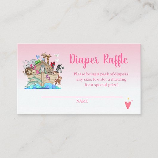 Carte D'accompagnement Barre Noah's Ark Rose Girls Diaper Raffle (Devant)