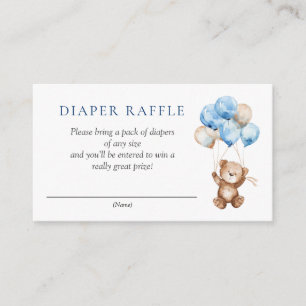 Carte D'accompagnement Barreau bleu Baby shower Ours Teddy Raffin