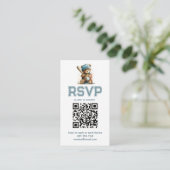 Carte D'accompagnement Baseball Teddy Bear Baby Shower QR Code RSVP  (Debout devant)