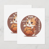 Carte D'accompagnement basket-ball chat (Devant / Derrière)