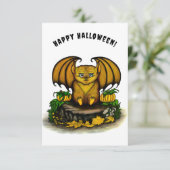 Carte D'accompagnement Bat d'Halloween mignonne (Debout devant)