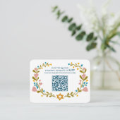 Carte D'accompagnement Bat mitzvah de couronne florale Code QR personnali (Debout devant)