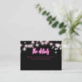 Carte D'accompagnement Bat Mitzvah Hot Pink Neon Themed Party Details (Debout devant)