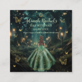 Carte D'accompagnement Bat mitzvah vert émeraude de forêt enchantée QR RS (Dos)