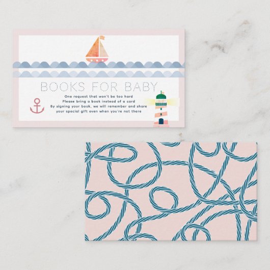 Carte D'accompagnement Bateau à voile et phare Books pour Baby shower (Devant / Derrière)
