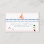 Carte D'accompagnement Bateau à voile et phare Pink Diaper Raffle TIcket (Devant)