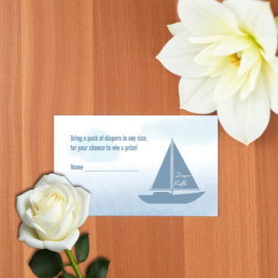 Carte D'accompagnement Bateau à voile Garçon Bleu Baby Shower Tirage au s