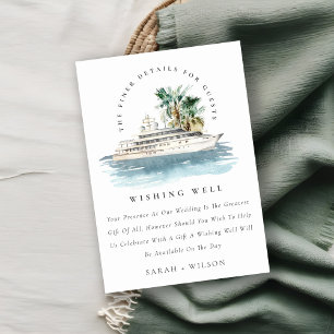 Carte D'accompagnement Bateau de croisière Palm Seascape Mariage Wishing