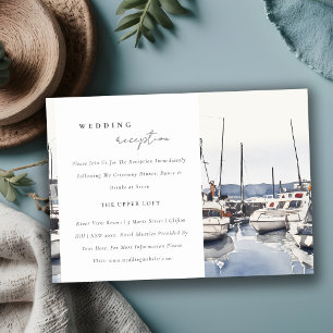 Carte D'accompagnement Bateaux côtiers à Harbour Réception de mariage sur