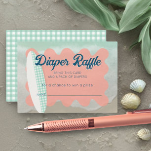 Carte D'accompagnement Beach Baby à bord Coral Mint En vichy Baby shower