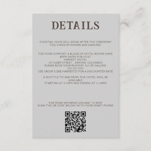 Carte D'accompagnement Beach Couple QR Code et détails (Devant)