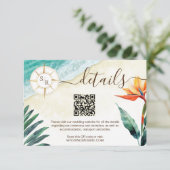 Carte D'accompagnement Beach Destination Passport Compass Code QR Détails (Debout devant)