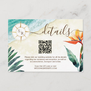 Carte D'accompagnement Beach Destination Passport Compass Code QR Détails