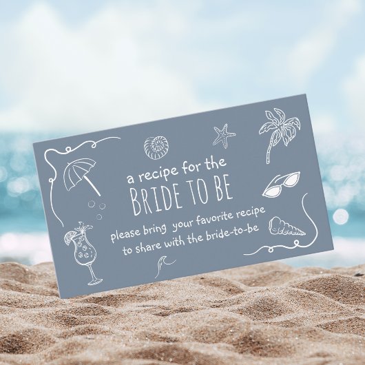 Carte D'accompagnement Beach Doodle Share a Recipe Bridal Shower 