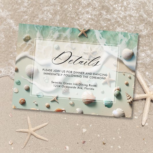 Carte D'accompagnement Beach Seaside Destination Wedding Détails