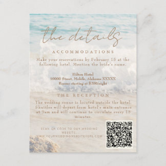 Carte D'accompagnement Beach Seaside/Oceanside Détails sur le Mariage