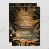 Carte D'accompagnement Beach Sunset Palm Feuilles Mariages Détails (Devant / Derrière)