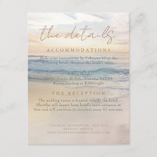 Carte D'accompagnement Beach Sunset Seaside/Oceanside Détails sur le Mari (Devant)