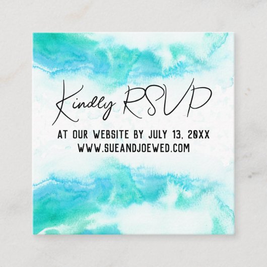 Carte D'accompagnement Beach Wedding Blue Waves Mini Website Enfermer Ca (Devant)