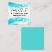 Carte D'accompagnement Beach Wedding Blue Waves Mini Website Enfermer Ca (Devant / Derrière)