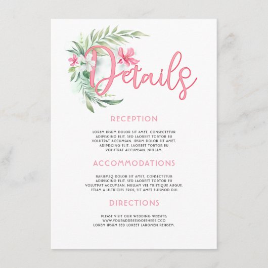 Carte D'accompagnement Beach Wedding Détails Information Invité (Devant)
