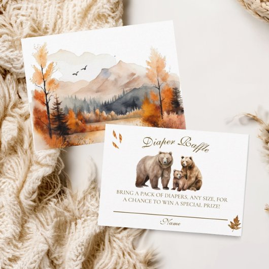 Carte D'accompagnement Bear Adventure Fall Mountains Baby shower neutre