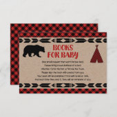 Carte D'accompagnement Bear baby shower buffle plaid kraft demande (Devant / Derrière)