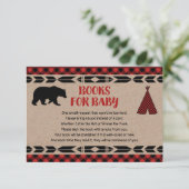 Carte D'accompagnement Bear baby shower buffle plaid kraft demande (Debout devant)