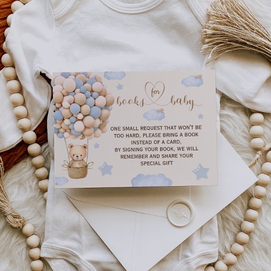Carte D'accompagnement Bear Balloon Baby Boy Shower Books For Baby Card