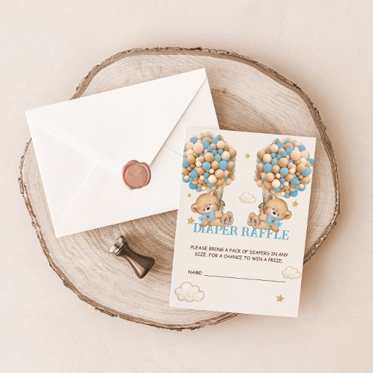 Carte D'accompagnement Bear Balloon Bearly Wait Twins Blue Diaper Raffin