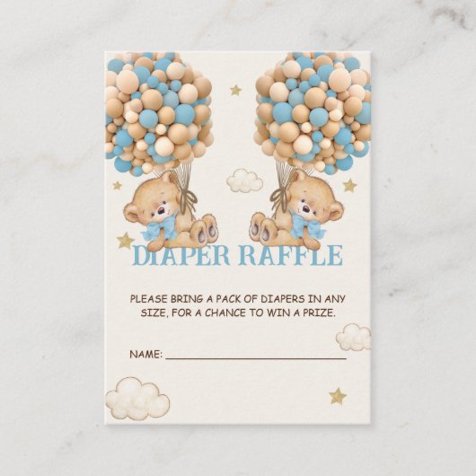 Carte D'accompagnement Bear Balloon Bearly Wait Twins Blue Diaper Raffin (Devant)