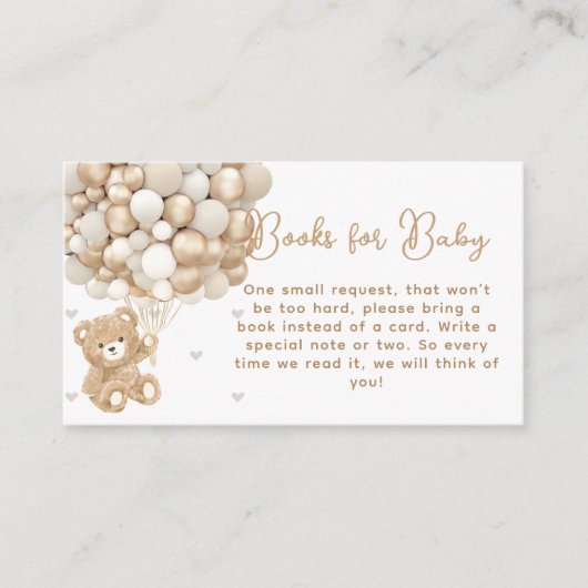 Carte D'accompagnement Bear Balloon & Heart Baby shower Book Demande (Devant)