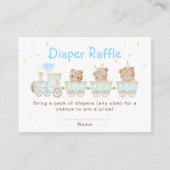 Carte D'accompagnement Bear Blue Train Baby shower Déchets Raffle (Devant)