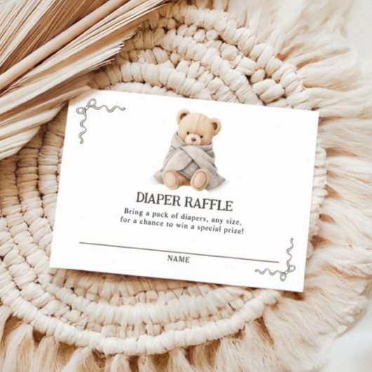 Carte D'accompagnement Bear Diaper Raffle Card 