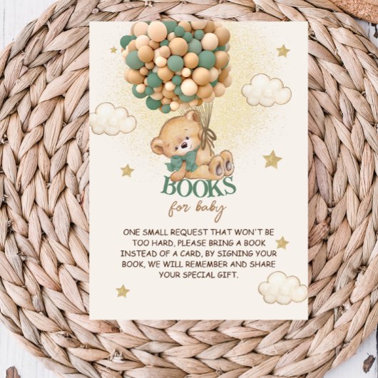 Carte D'accompagnement Bear Green Balloons Livres pour bébé