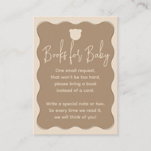 Carte D'accompagnement Bear Wavy Frame Book Demande Baby shower simple (Devant)
