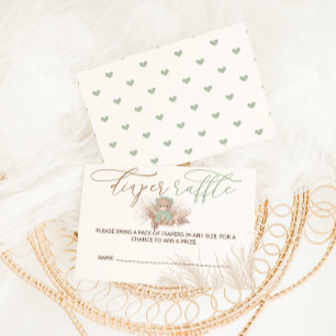 Carte D'accompagnement Bearly Wait Boho Green Baby shower Déchets Raffle