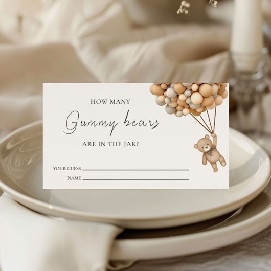 Carte D'accompagnement Bearly Wait Teddy Balloon Guess Jeu