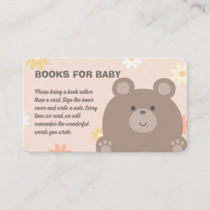 Carte D'accompagnement Béary Mignonne Baby shower Daisies Roses Livres Po