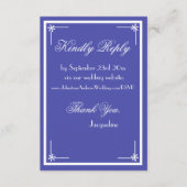 Carte D'accompagnement Beau Bleu Élégant Script Mariage classique RSVP (Devant)