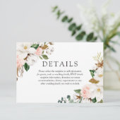 Carte D'accompagnement Beau Blush & White Flowers Détails du Mariage (Debout devant)