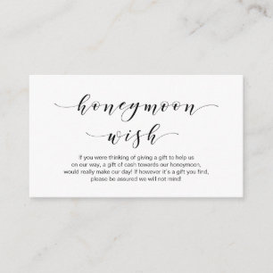 Carte D'accompagnement Beau Elégant, Noir script Honeymoon Wish