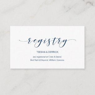 Carte D'accompagnement Beau Elégant, Script Navy, Registre Mariage
