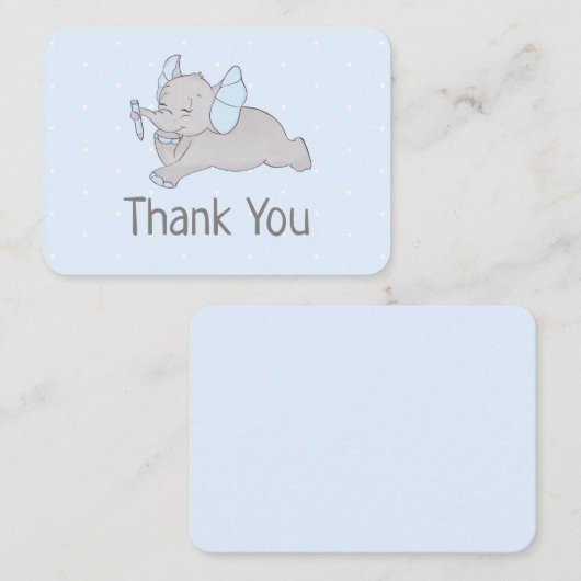 Carte D'accompagnement Beau éléphant à crayon bleu (Devant / Derrière)