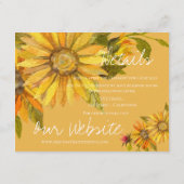 Carte D'accompagnement Beau Mariage fleuri de tournesol jaune (Dos)