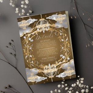 Carte D'accompagnement Beau Mariage opulent or et cristaux