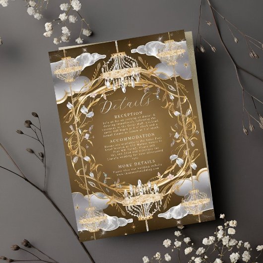 Carte D'accompagnement Beau Mariage opulent or et cristaux