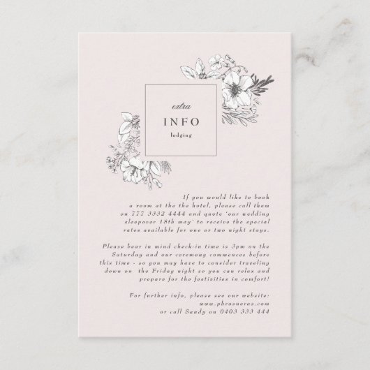 Carte D'accompagnement Beau Monogramme Floral Blush Sketched Wreath (Devant)