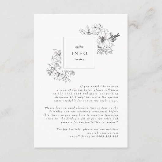 Carte D'accompagnement Beau Monogramme Floral Mariage de couronne dessiné (Devant)